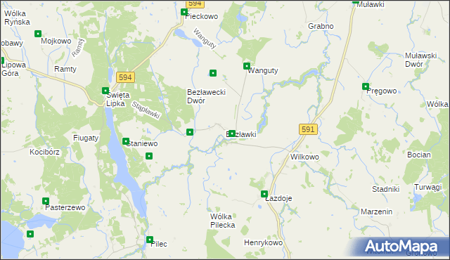 mapa Bezławki, Bezławki na mapie Targeo