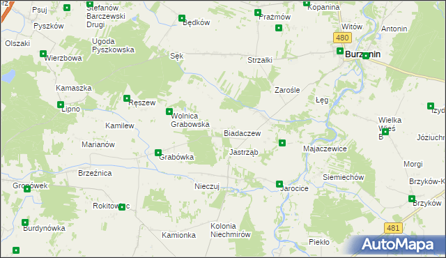 mapa Biadaczew, Biadaczew na mapie Targeo