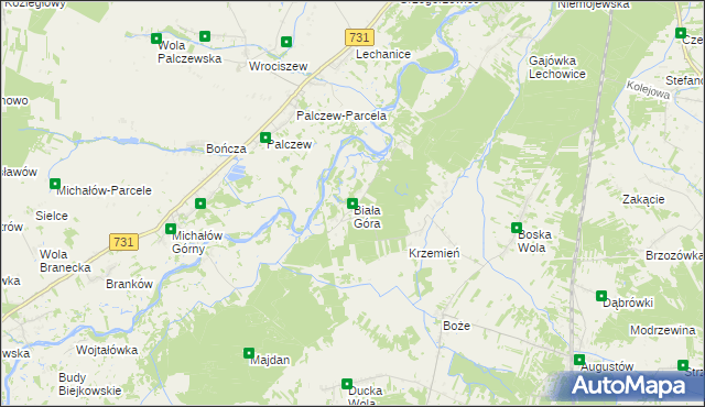 mapa Biała Góra gmina Stromiec, Biała Góra gmina Stromiec na mapie Targeo