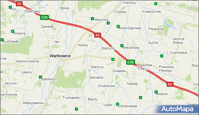 mapa Biała Góra gmina Wartkowice, Biała Góra gmina Wartkowice na mapie Targeo