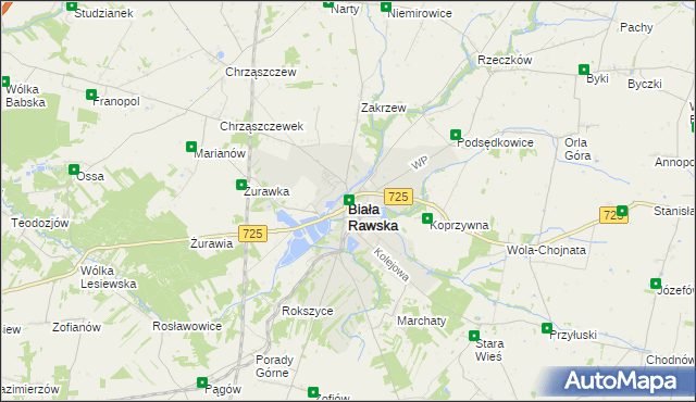 mapa Biała Rawska, Biała Rawska na mapie Targeo