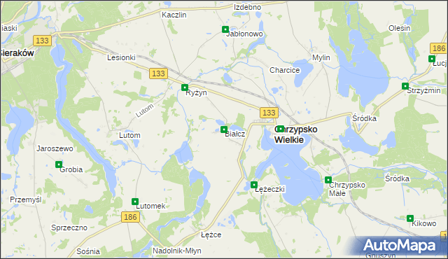 mapa Białcz gmina Chrzypsko Wielkie, Białcz gmina Chrzypsko Wielkie na mapie Targeo