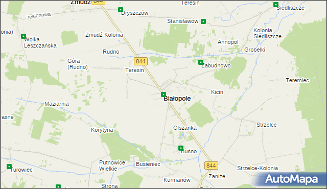 mapa Białopole powiat chełmski, Białopole powiat chełmski na mapie Targeo