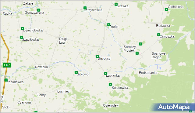 mapa Białousy, Białousy na mapie Targeo