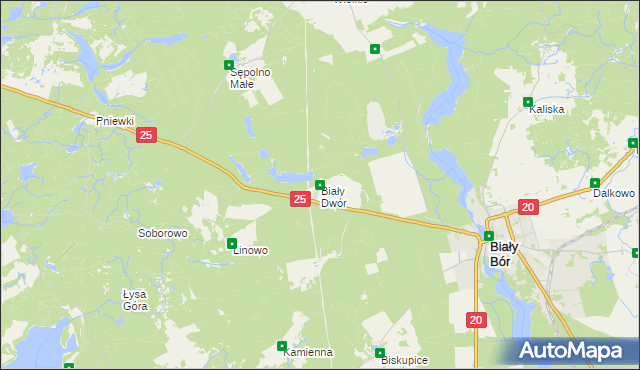 mapa Biały Dwór gmina Biały Bór, Biały Dwór gmina Biały Bór na mapie Targeo