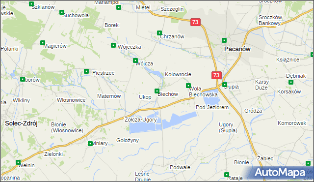 mapa Biechów gmina Pacanów, Biechów gmina Pacanów na mapie Targeo