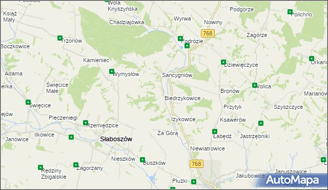 mapa Biedrzykowice, Biedrzykowice na mapie Targeo