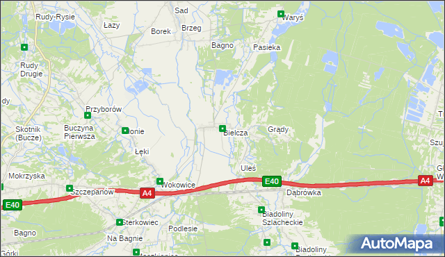 mapa Bielcza, Bielcza na mapie Targeo