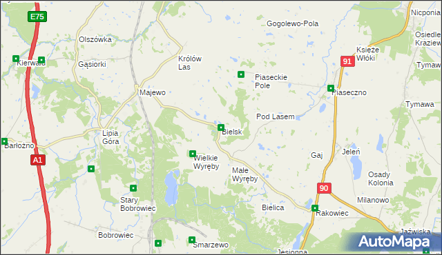 mapa Bielsk gmina Morzeszczyn, Bielsk gmina Morzeszczyn na mapie Targeo