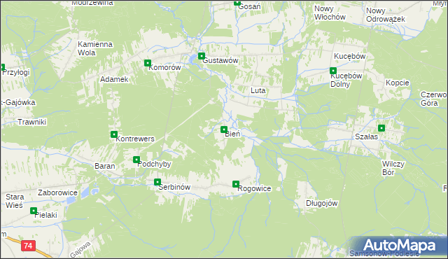 mapa Bień, Bień na mapie Targeo