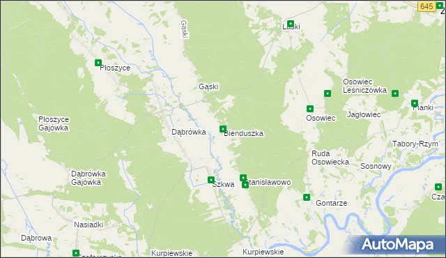 mapa Bienduszka, Bienduszka na mapie Targeo