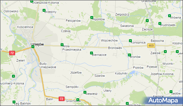 mapa Biernacice gmina Wartkowice, Biernacice gmina Wartkowice na mapie Targeo