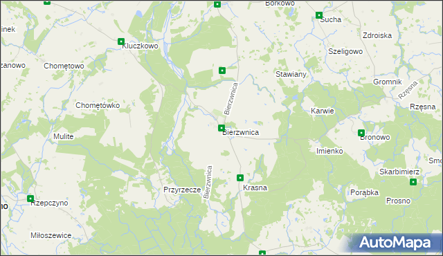 mapa Bierzwnica, Bierzwnica na mapie Targeo