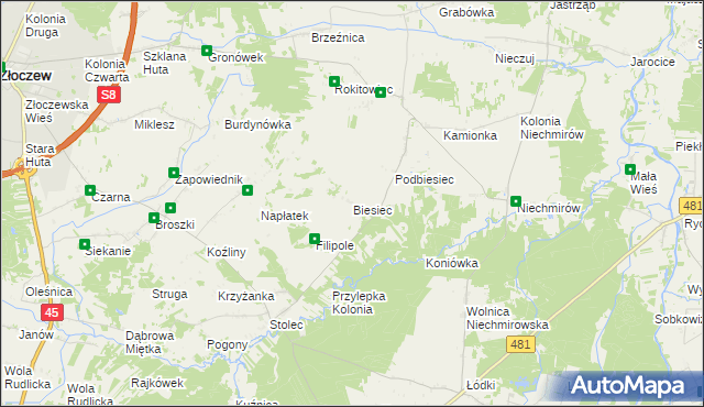 mapa Biesiec, Biesiec na mapie Targeo