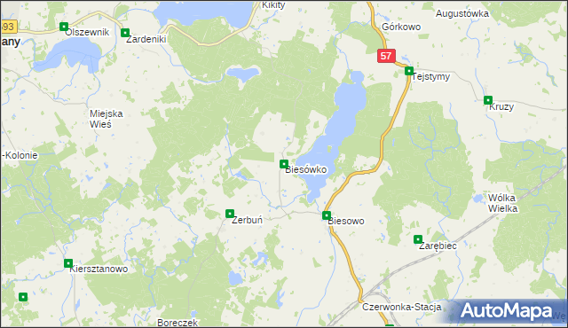 mapa Biesówko, Biesówko na mapie Targeo