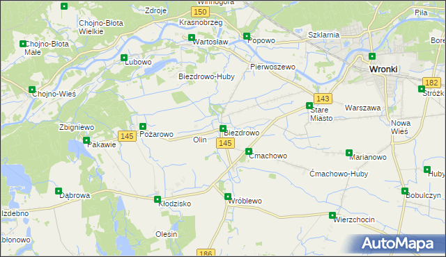 mapa Biezdrowo, Biezdrowo na mapie Targeo