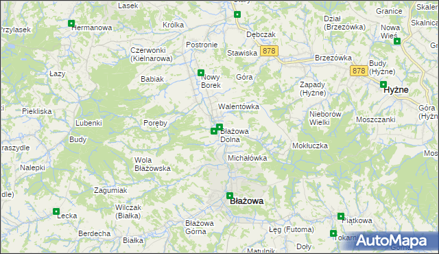 mapa Błażowa Dolna, Błażowa Dolna na mapie Targeo