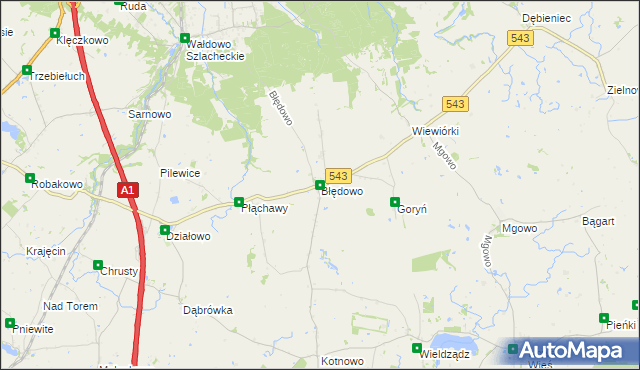 mapa Błędowo gmina Płużnica, Błędowo gmina Płużnica na mapie Targeo