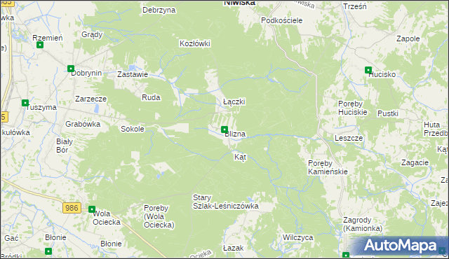 mapa Blizna gmina Ostrów, Blizna gmina Ostrów na mapie Targeo