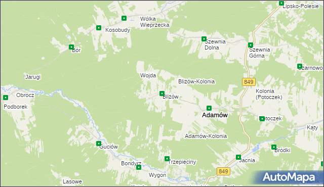 mapa Bliżów, Bliżów na mapie Targeo