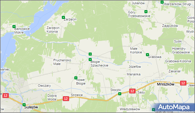 mapa Błogie Rządowe, Błogie Rządowe na mapie Targeo