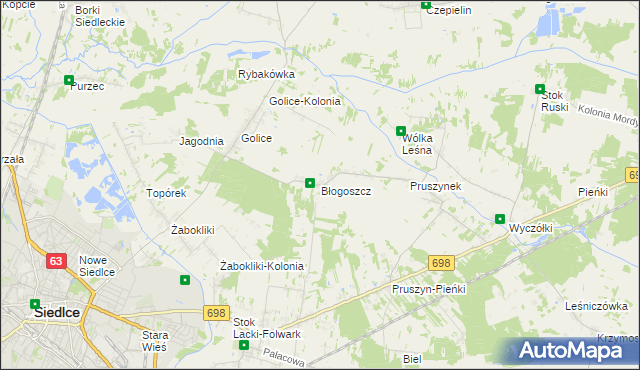 mapa Błogoszcz, Błogoszcz na mapie Targeo