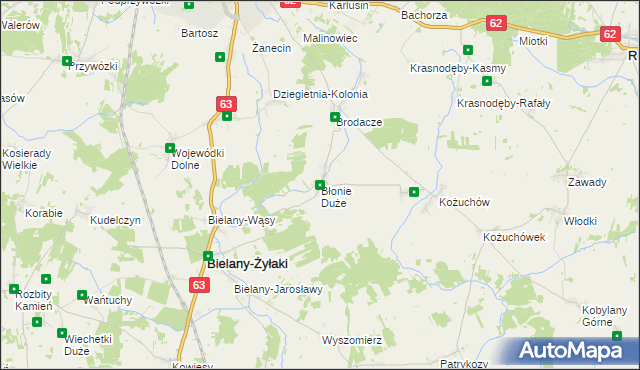 mapa Błonie Duże, Błonie Duże na mapie Targeo