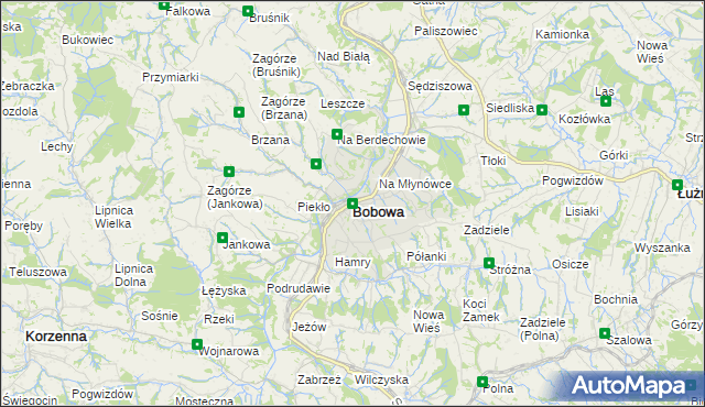 mapa Bobowa powiat gorlicki, Bobowa powiat gorlicki na mapie Targeo