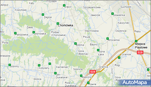 mapa Bóbrka gmina Chorkówka, Bóbrka gmina Chorkówka na mapie Targeo