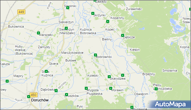 mapa Bobrowniki gmina Grabów nad Prosną, Bobrowniki gmina Grabów nad Prosną na mapie Targeo