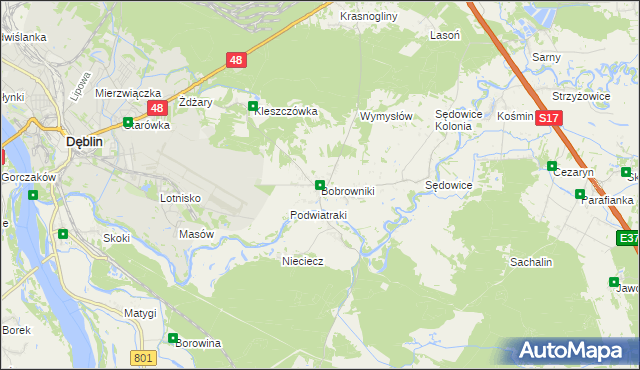 mapa Bobrowniki gmina Ryki, Bobrowniki gmina Ryki na mapie Targeo