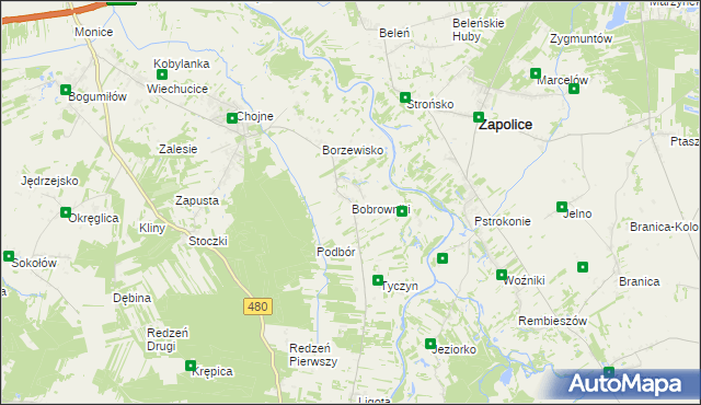 mapa Bobrowniki gmina Sieradz, Bobrowniki gmina Sieradz na mapie Targeo