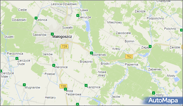 mapa Bocheniec gmina Małogoszcz, Bocheniec gmina Małogoszcz na mapie Targeo