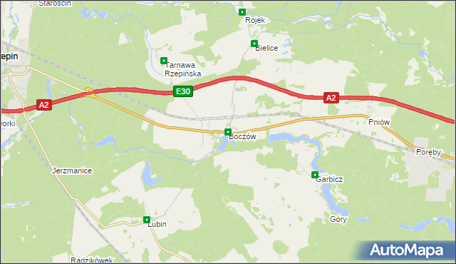 mapa Boczów gmina Torzym, Boczów gmina Torzym na mapie Targeo