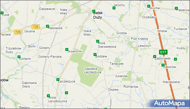 mapa Bodzew, Bodzew na mapie Targeo