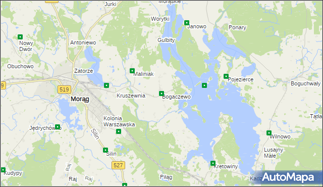 mapa Bogaczewo gmina Morąg, Bogaczewo gmina Morąg na mapie Targeo