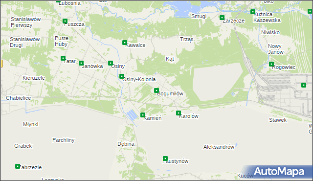 mapa Bogumiłów gmina Kleszczów, Bogumiłów gmina Kleszczów na mapie Targeo