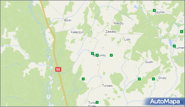 mapa Bogumiły gmina Pisz, Bogumiły gmina Pisz na mapie Targeo