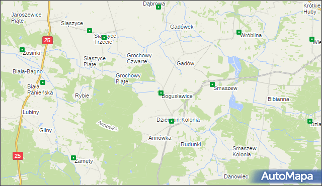 mapa Bogusławice gmina Mycielin, Bogusławice gmina Mycielin na mapie Targeo