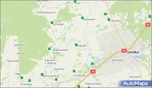 mapa Bogusze gmina Sokółka, Bogusze gmina Sokółka na mapie Targeo