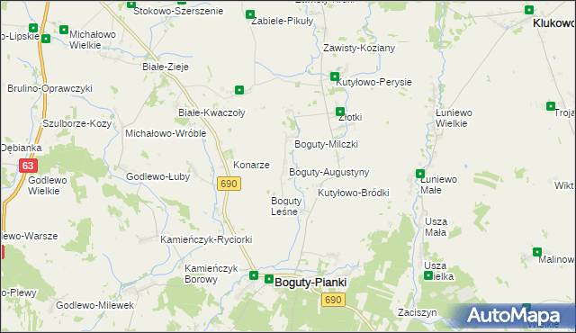 mapa Boguty-Augustyny, Boguty-Augustyny na mapie Targeo