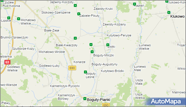 mapa Boguty-Milczki, Boguty-Milczki na mapie Targeo