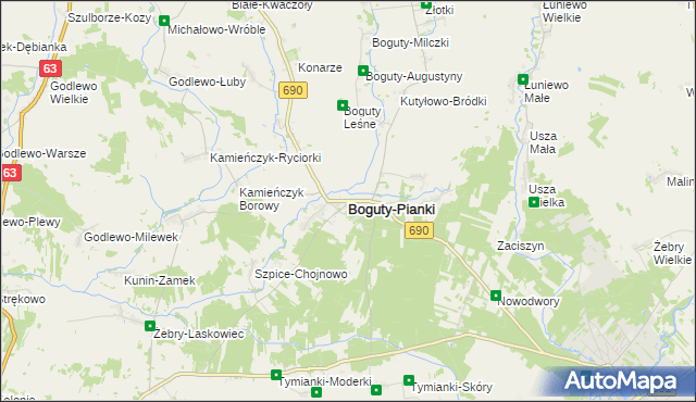 mapa Boguty-Pianki, Boguty-Pianki na mapie Targeo