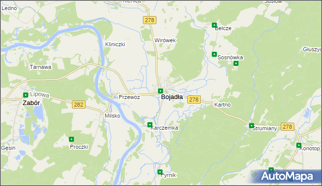 mapa Bojadła, Bojadła na mapie Targeo