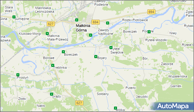 mapa Bojary gmina Kosów Lacki, Bojary gmina Kosów Lacki na mapie Targeo