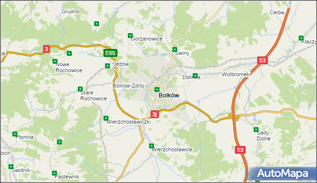 mapa Bolków powiat jaworski, Bolków powiat jaworski na mapie Targeo