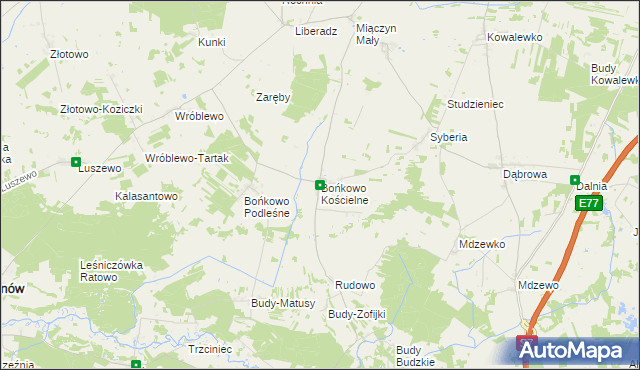 mapa Bońkowo Kościelne, Bońkowo Kościelne na mapie Targeo