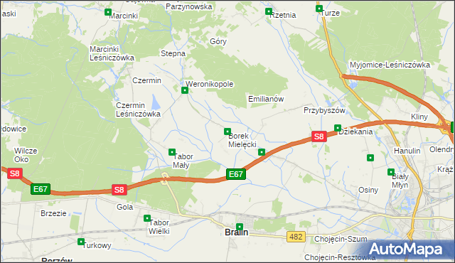 mapa Borek Mielęcki, Borek Mielęcki na mapie Targeo