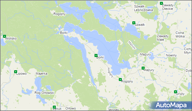 mapa Borki gmina Świętajno, Borki gmina Świętajno na mapie Targeo