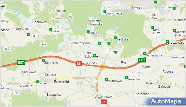 mapa Borki Pichelskie, Borki Pichelskie na mapie Targeo